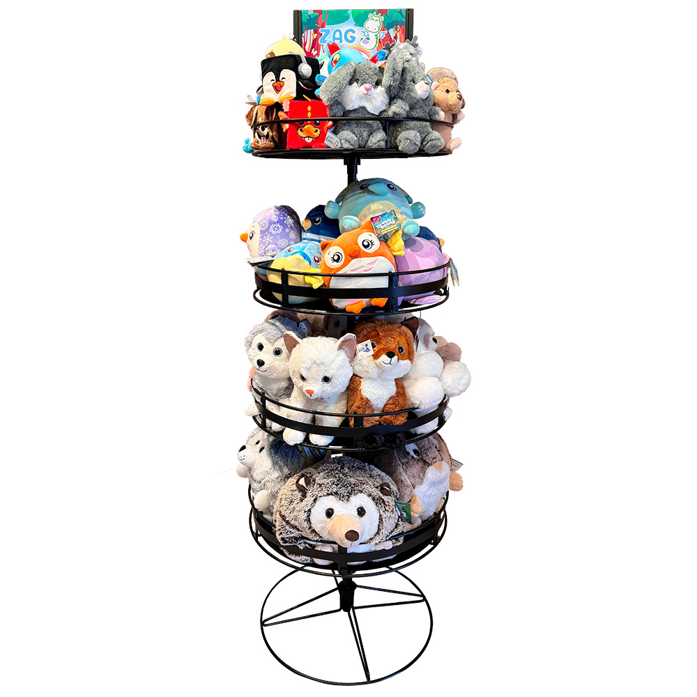Image Rotating Floor Display for Plush Toys - 4 Baskets (empty)